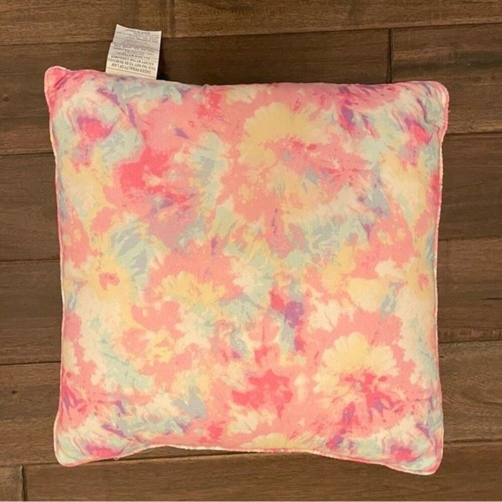 Floral Pink and Yellow Square Throw Pillow 15x15